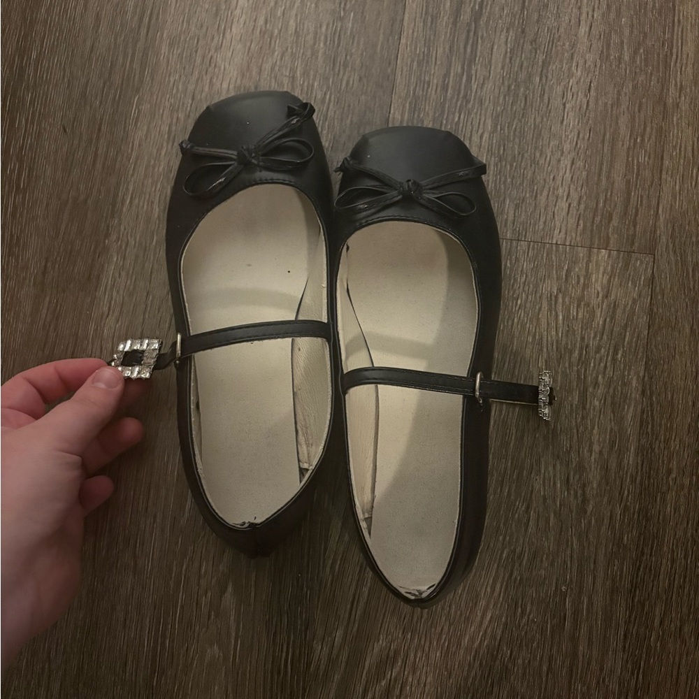 Black Mary Jane Ballet Flats with Bow